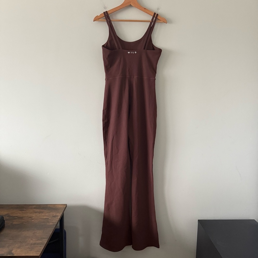 Wilo‎ The Label Flare Leg Jumpsuit Ribbed Athleisure Yoga Pilates Dance Sz M - Picture 2 of 16